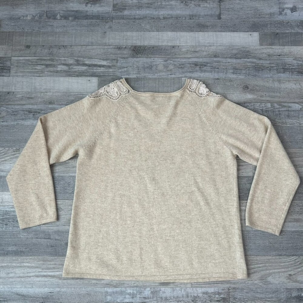Coldwater Creek beige crochet lace Lambswool + Rabbit hair sweater size 1X S32 - Picture 8 of 8